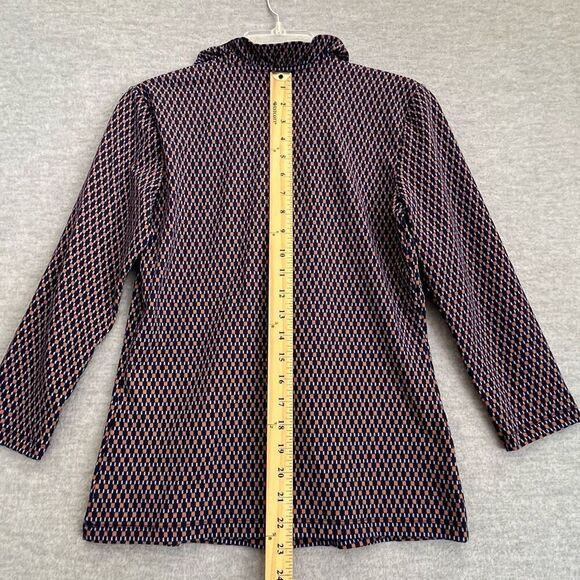 J. McLaughlin Durham Ruffle Top Womens S Catalina Geometric Blue Career Office - Picture 7 of 11